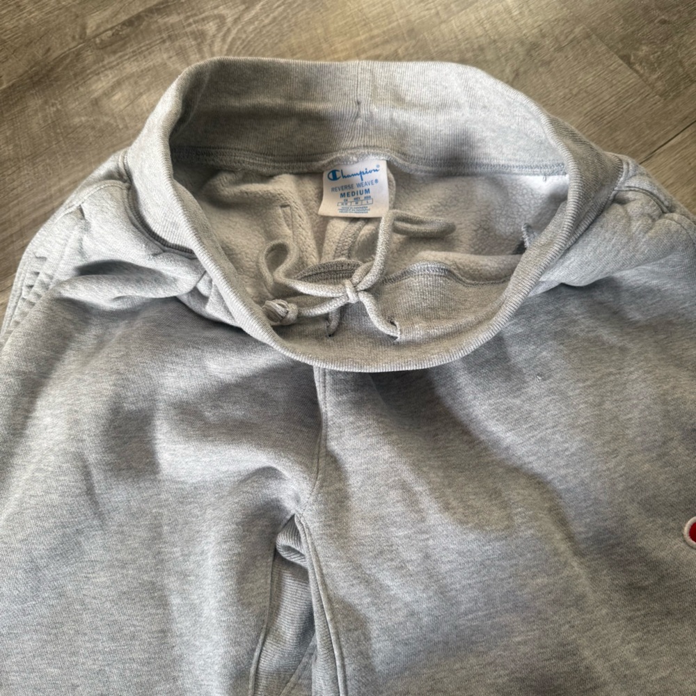 Champion Light Gray Women's Track Shorts with Logo - Picture 3 of 7